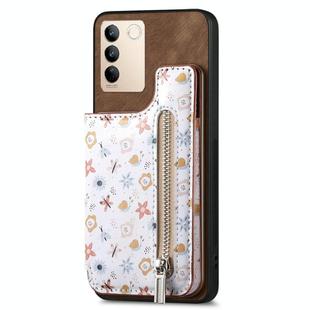 For Vivo S16 / V27 Retro Painted Zipper Wallet Back Phone Case(Brown)