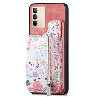 For vivo S16e / V27e Retro Painted Zipper Wallet Back Phone Case(Pink)