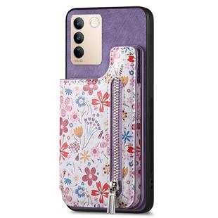 For vivo S16e / V27e Retro Painted Zipper Wallet Back Phone Case(Purple)