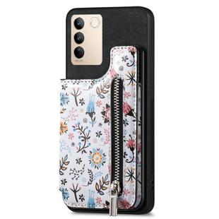 For vivo S16e / V27e Retro Painted Zipper Wallet Back Phone Case(Black)