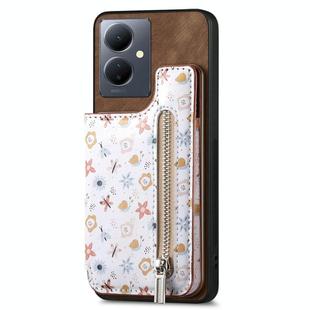 For vivo Y78 Retro Painted Zipper Wallet Back Phone Case(Brown)