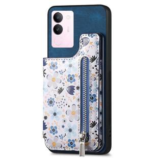 For vivo S17 / S17 Pro / V29 Retro Painted Zipper Wallet Back Phone Case(Blue)