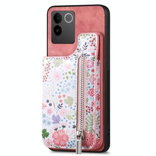 For vivo S17e / V29e Retro Painted Zipper Wallet Back Phone Case(Pink)