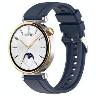 For Huawei Watch GT4 41mm Official Steps Style Silver Buckle Silicone Watch Band(Midnight)