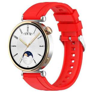 For Huawei Watch GT4 46mm Official Steps Style Silver Buckle Silicone Watch Band(Red)