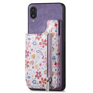 For Samsung Galaxy A30/A20/M10S Retro Painted Zipper Wallet Back Phone Case(Purple)