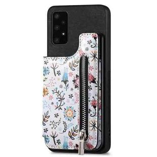 For Samsung Galaxy A32 5G Retro Painted Zipper Wallet Back Phone Case(Black)