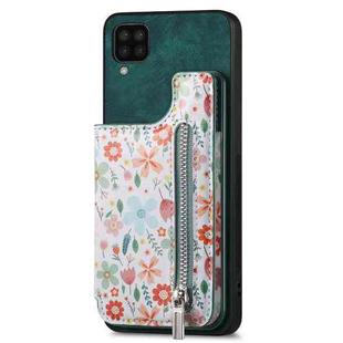 For Samsung Galaxy M32 4G Retro Painted Zipper Wallet Back Phone Case(Green)