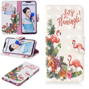 3D Colored Drawing Pattern Horizontal Flip Leather Case for  Huawei Nova 3i & P Smart Plus, with Holder & Card Slots & Wallet(English Flamingo)