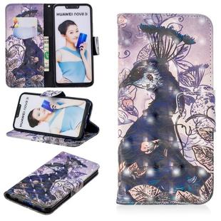 3D Colored Drawing Pattern Horizontal Flip Leather Case for  Huawei Nova 3i & P Smart Plus, with Holder & Card Slots & Wallet(Peacock)