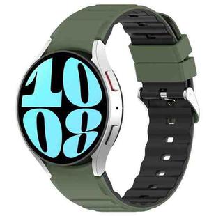 For Samsung Galaxy Watch 6 Classic Two Color Horizontal Silicone Watch Band(Olive Green Black)