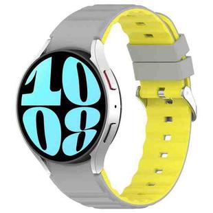 For Samsung Galaxy Watch 4 Two Color Horizontal Silicone Watch Band(Grey Yellow)