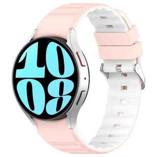 For Samsung Galaxy Watch 4 Classic 46mm Two Color Horizontal Silicone Watch Band(Pink White)
