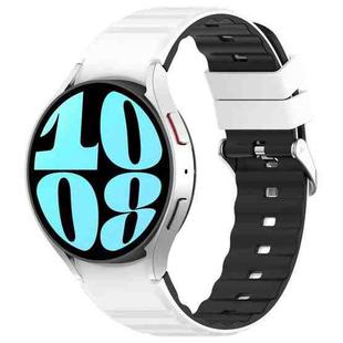 For Samsung Galaxy Watch 4 Classic 46mm Two Color Horizontal Silicone Watch Band(White Black)