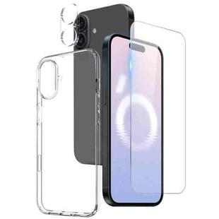 For iPhone 16 NORTHJO 3 in 1 TPU Phone Case with Screen Film and Lens Film(Clear)