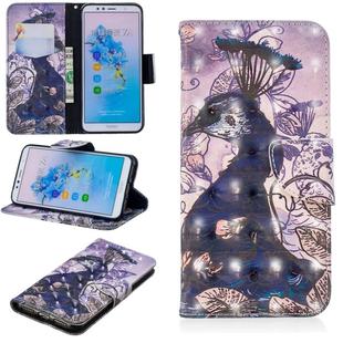 3D Colored Drawing Pattern Horizontal Flip Leather Case for  Huawei Honor 7A&Y6, with Holder & Card Slots & Wallet(Peacock)