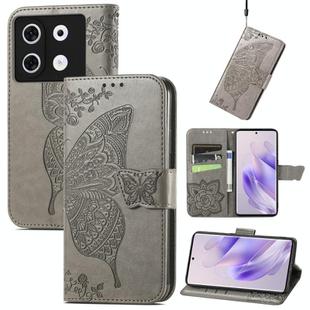 For Infinix Zero 30 4G Butterfly Love Flower Embossed Leather Phone Case(Grey)