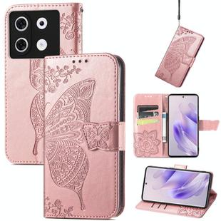 For Infinix Zero 30 4G Butterfly Love Flower Embossed Leather Phone Case(Rose Gold)