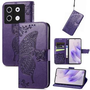 For Infinix Zero 30 4G Butterfly Love Flower Embossed Leather Phone Case(Dark Purple)