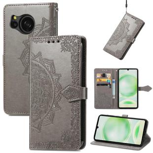 For Sharp Sense 8 Mandala Flower Embossed Leather Phone Case(Grey)