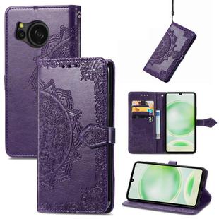 For Sharp Sense 8 Mandala Flower Embossed Leather Phone Case(Purple)