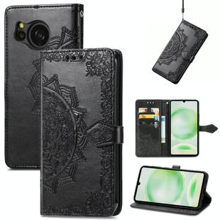 For Sharp Sense 8 Mandala Flower Embossed Leather Phone Case(Black)