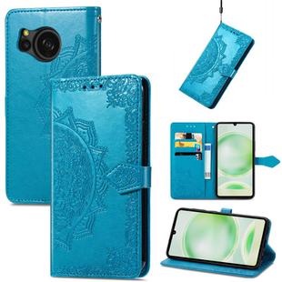 For Sharp Sense 8 Mandala Flower Embossed Leather Phone Case(Blue)