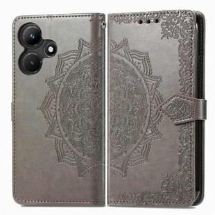 For Infinix Hot 30i Mandala Flower Embossed Leather Phone Case(Grey)