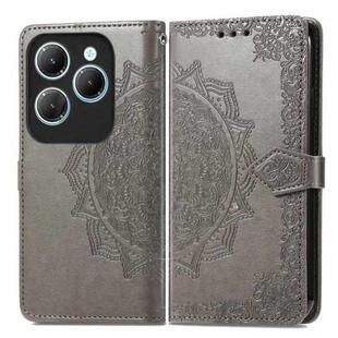 For Infinix Hot 40 4G Mandala Flower Embossed Leather Phone Case(Grey)