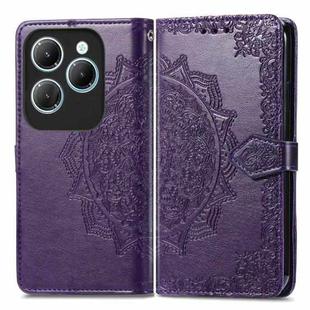 For Infinix Hot 40 4G Mandala Flower Embossed Leather Phone Case(Purple)