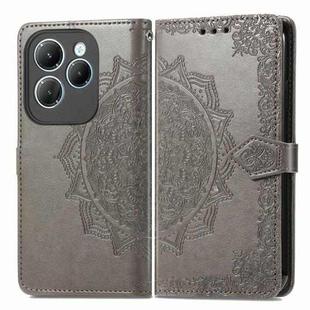 For Infinix Hot 40 Pro 4G Mandala Flower Embossed Leather Phone Case(Grey)