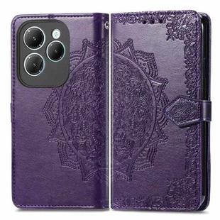 For Infinix Hot 40 Pro 4G Mandala Flower Embossed Leather Phone Case(Purple)