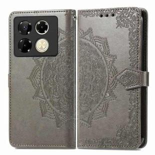 For Infinix Note 40 Pro 4G Mandala Flower Embossed Leather Phone Case(Grey)