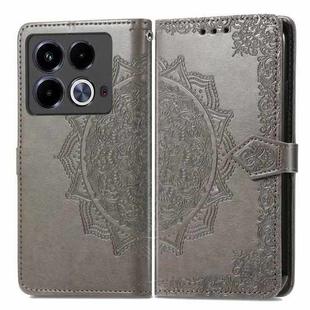 For Infinix Note 40 Mandala Flower Embossed Leather Phone Case(Grey)