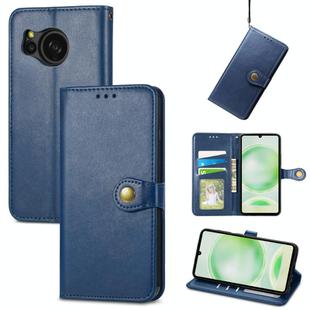 For Sharp Aquos Sense8  Retro Solid Color Buckle Leather Phone Case(Blue)