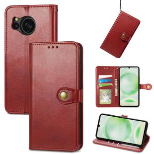 For Sharp Aquos Sense8  Retro Solid Color Buckle Leather Phone Case(Red)