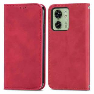 For Motorola Moto  Edge 40 Retro Skin Feel Magnetic Flip Leather Phone Case(Red)