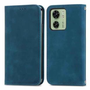 For Motorola Moto  Edge 40 Retro Skin Feel Magnetic Flip Leather Phone Case(Blue)