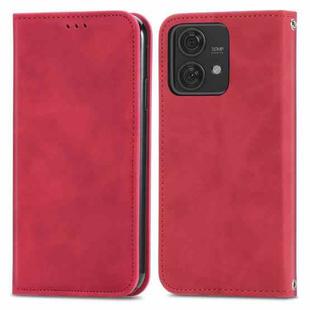 For Motorola Moto Edge 40 Neo Retro Skin Feel Magnetic Flip Leather Phone Case(Red)