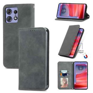 For Motorola Moto Edge 50 Pro Retro Skin Feel Magnetic Flip Leather Phone Case(Grey)