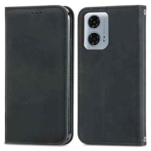 For Motorola Moto G24 Power Retro Skin Feel Magnetic Flip Leather Phone Case(Black)