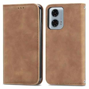 For Motorola Moto G24 Power Retro Skin Feel Magnetic Flip Leather Phone Case(Brown)