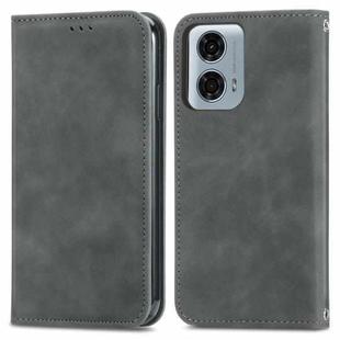 For Motorola Moto G24 Power Retro Skin Feel Magnetic Flip Leather Phone Case(Grey)