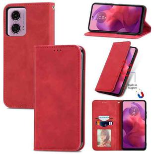 For Motorola Moto  G24 Retro Skin Feel Magnetic Flip Leather Phone Case(Red)