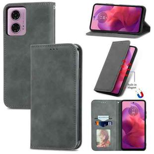 For Motorola Moto  G24 Retro Skin Feel Magnetic Flip Leather Phone Case(Grey)