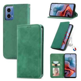 For Motorola  Moto G34 Retro Skin Feel Magnetic Flip Leather Phone Case(Green)
