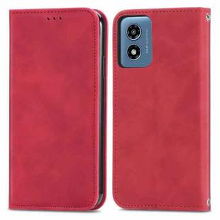 For Motorola Moto G Play 2024 Retro Skin Feel Magnetic Flip Leather Phone Case(Red)