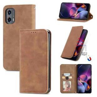 For Motorola Moto G Stylus 5G 2024 Retro Skin Feel Magnetic Flip Leather Phone Case(Brown)