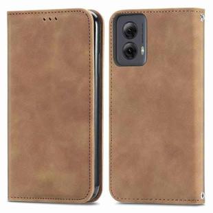 For Motorola Moto G Power 5G 2024 Retro Skin Feel Magnetic Flip Leather Phone Case(Brown)