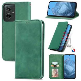 For Motorola Moto G55 Retro Skin Feel Magnetic Flip Leather Phone Case(Green)